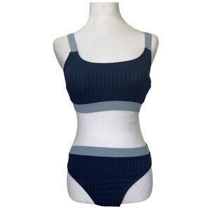 NWOT High Waisted 2 piece Bikini Sporty Adjustable Straps Beach Color Block Md